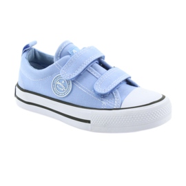 Sneakers con velcro American Club LH50 blu scarpe per bambini bianca 1