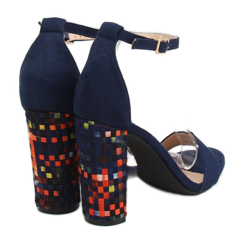 Sandali blu navy con tacco alto 708-24 Navy multicolore 2