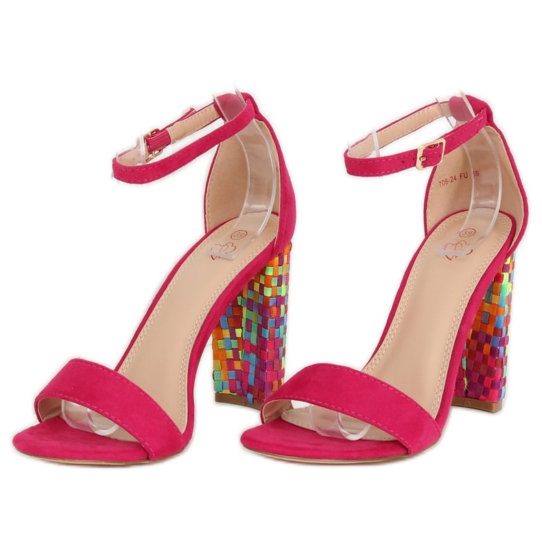 Sandali tacco alto fucsia 708-24 Fucsia multicolore rosa 2