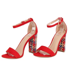 Sandali rossi con tacco 708-24 Red multicolore rosso 2