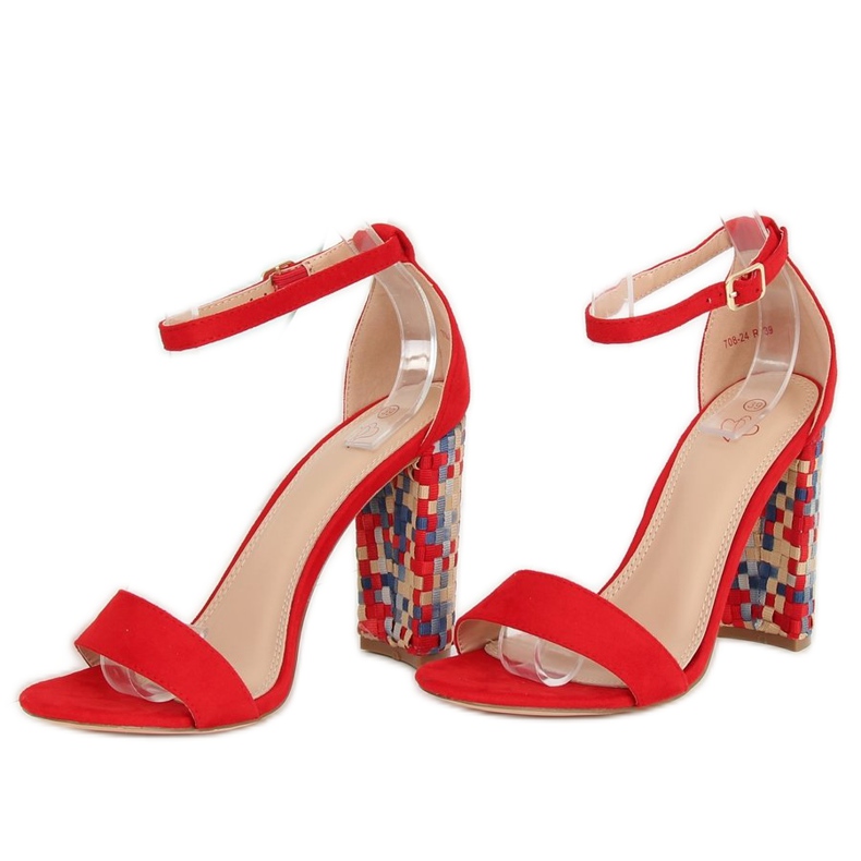 Sandali rossi con tacco 708-24 Red multicolore rosso 2