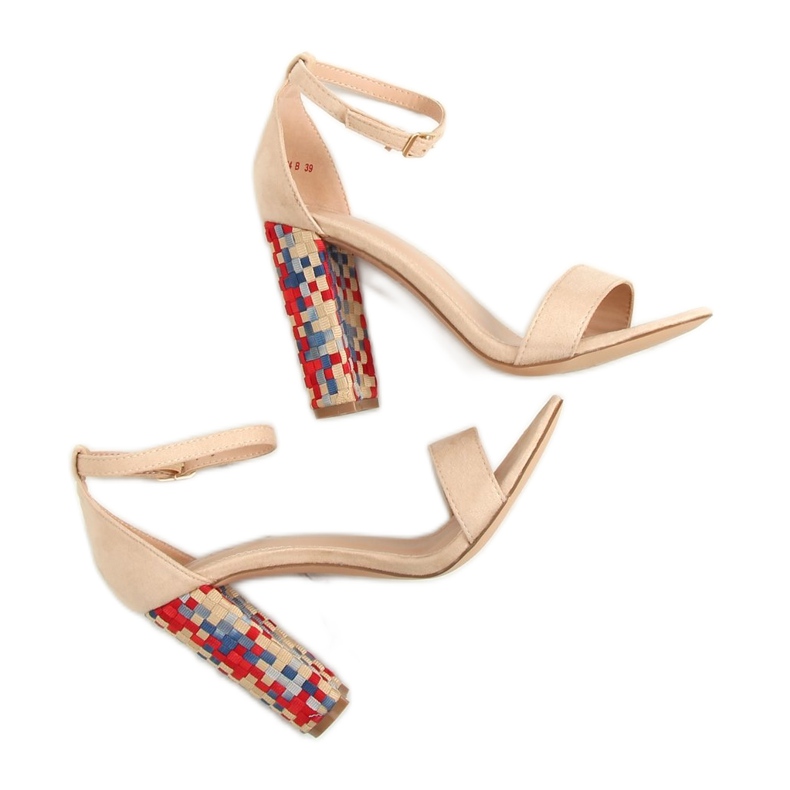 Sandali beige con tacco 708-24 Beige marrone multicolore 2