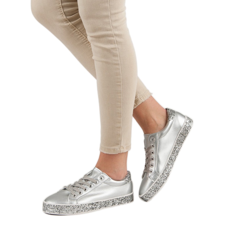 Sneakers Con Suola Glitter grigio 1