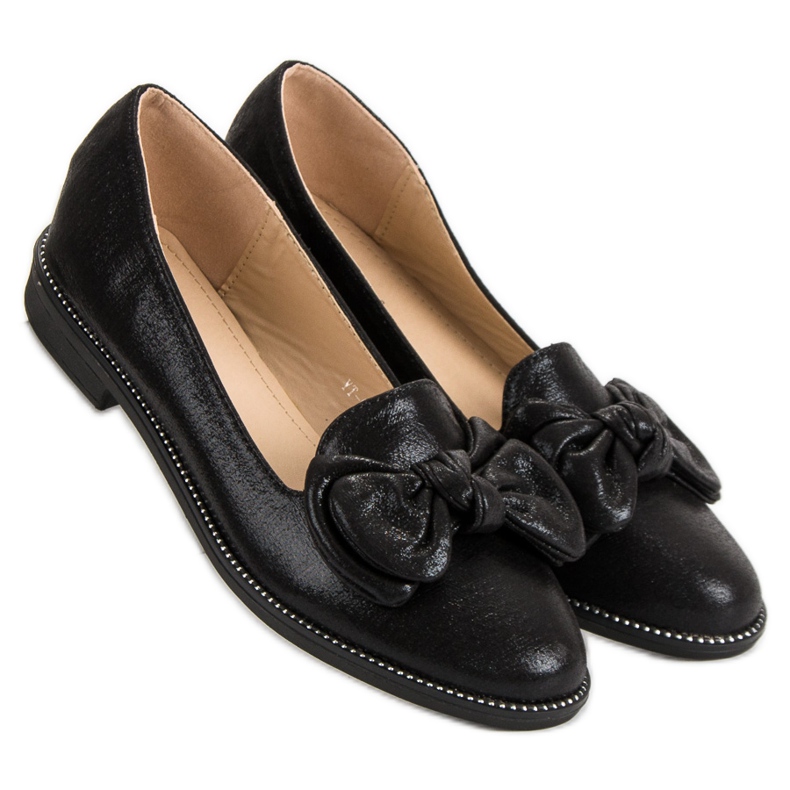 Forever Folie Ballerina nera con fiocco nero 1