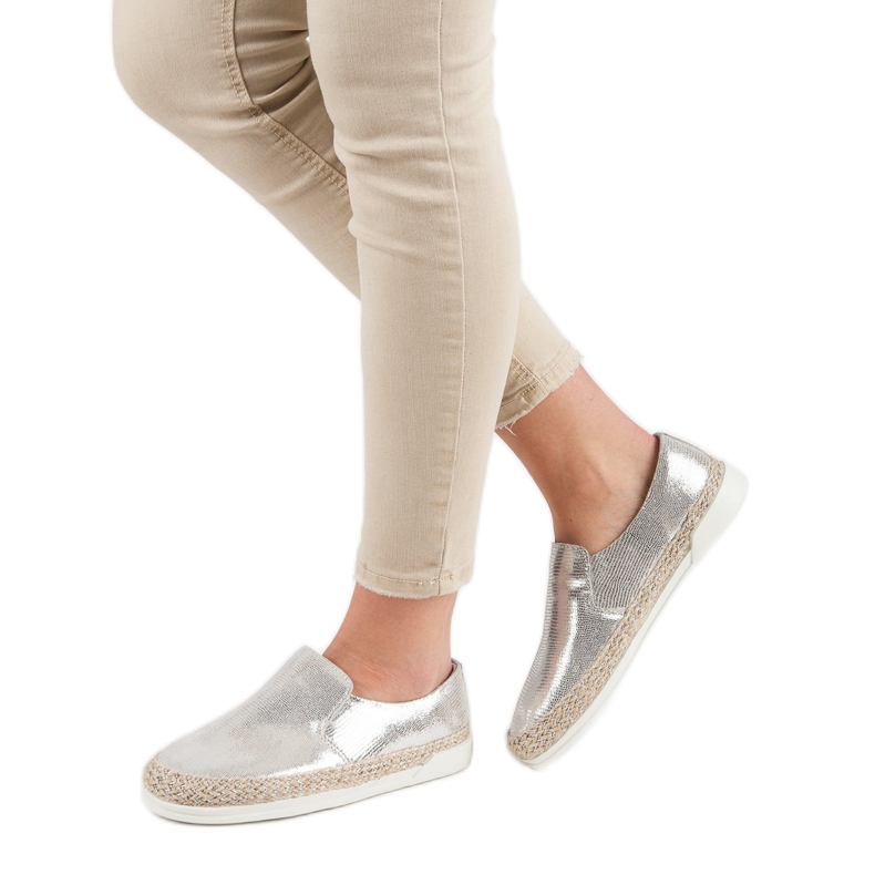 Filippo Espadrillas in pelle argento grigio 1
