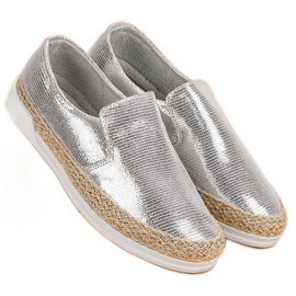 Filippo Espadrillas in pelle argento grigio 2