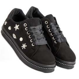 Sneakers In Camoscio Con Strass nero 2