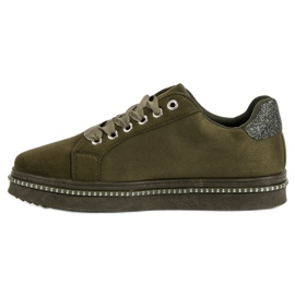 Sneakers In Camoscio Con Strass verde 1