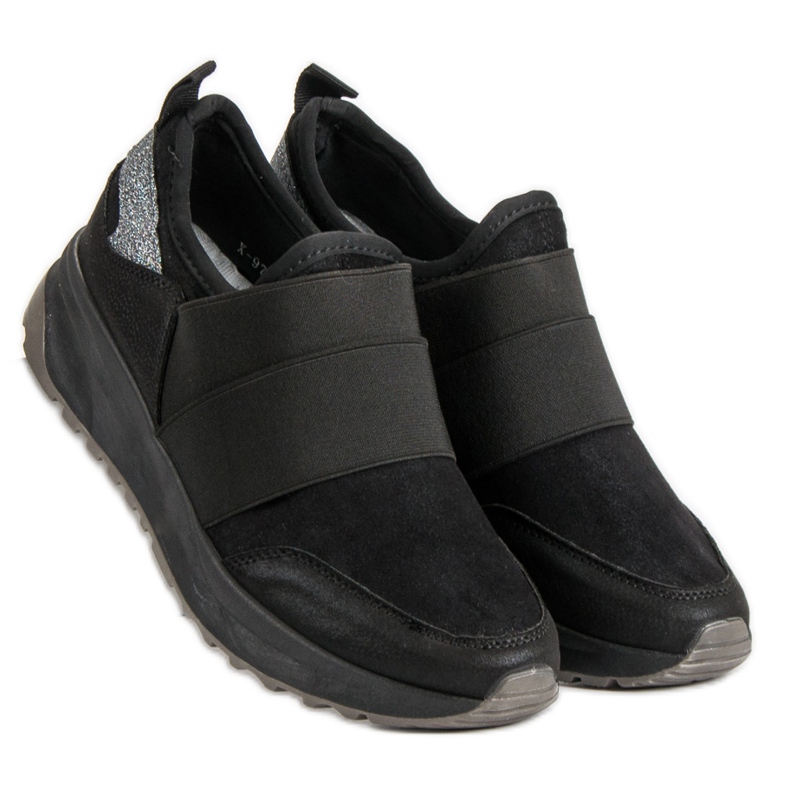 Ideal Shoes Comode scarpe da ginnastica slip-on nero 1