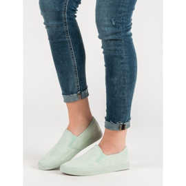 Sneakers Slip On in pelle scamosciata verde 2