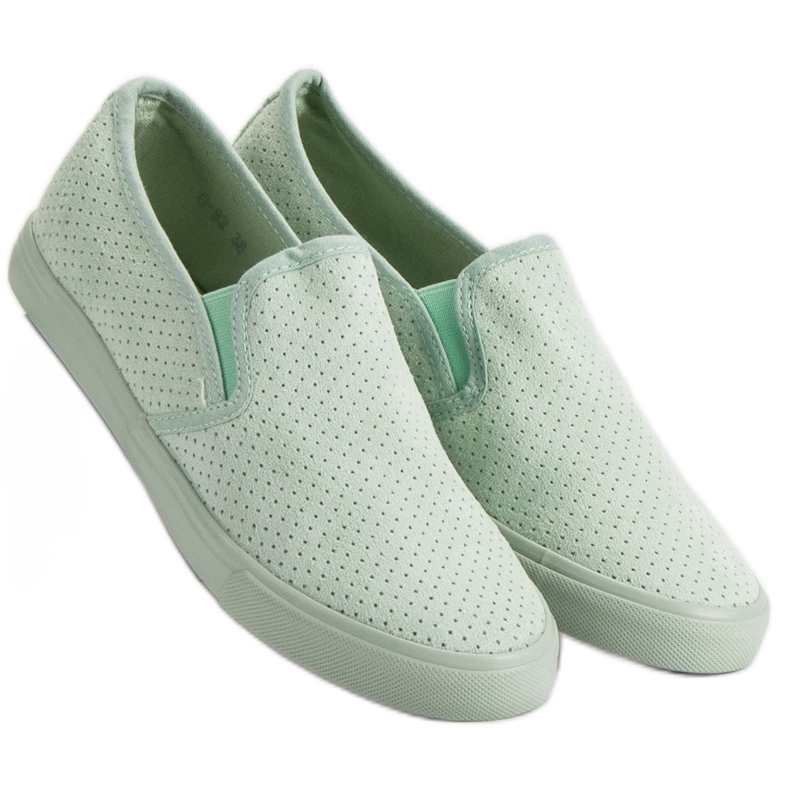 Sneakers Slip On in pelle scamosciata verde 1