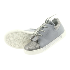 Scarpe da bambina in pelle RenBut 3303, grigio e argento 5