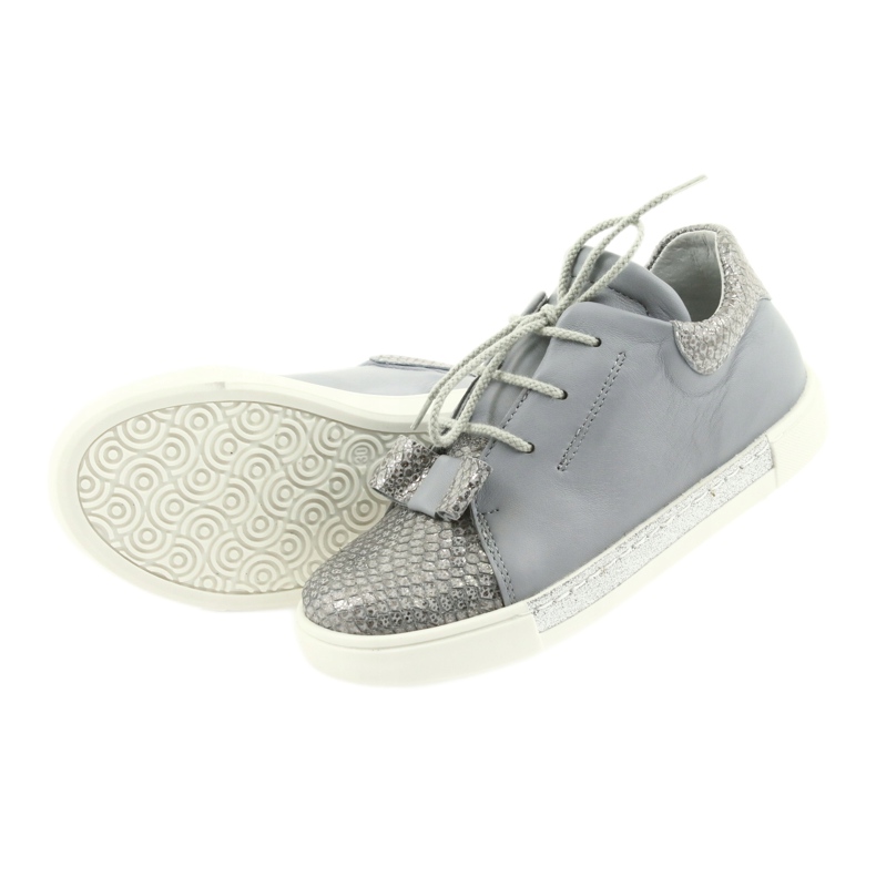 Scarpe da bambina in pelle RenBut 3303, grigio e argento 5