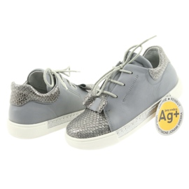 Scarpe da bambina in pelle RenBut 3303, grigio e argento 4