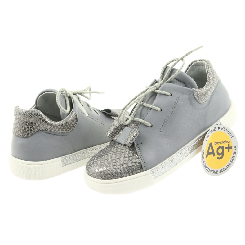 Scarpe da bambina in pelle RenBut 3303, grigio e argento 4