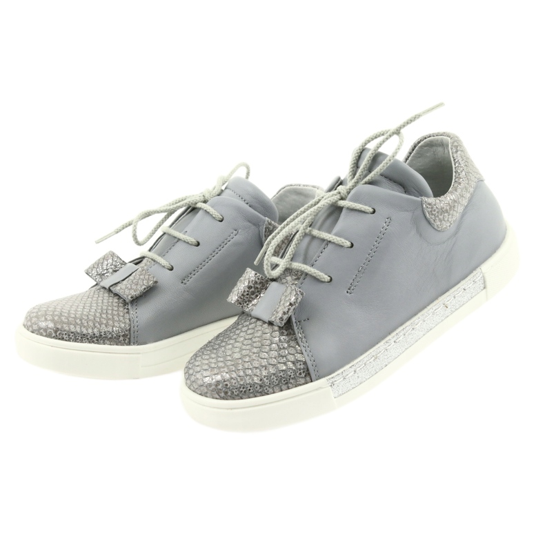 Scarpe da bambina in pelle RenBut 3303, grigio e argento 3