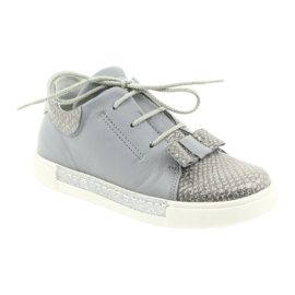 Scarpe da bambina in pelle RenBut 3303, grigio e argento 1