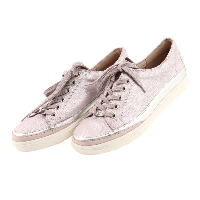 Sneakers sportive in pelle Caprice 23654 grigio rosa 3