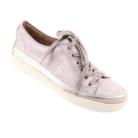 Sneakers sportive in pelle Caprice 23654 grigio rosa 1