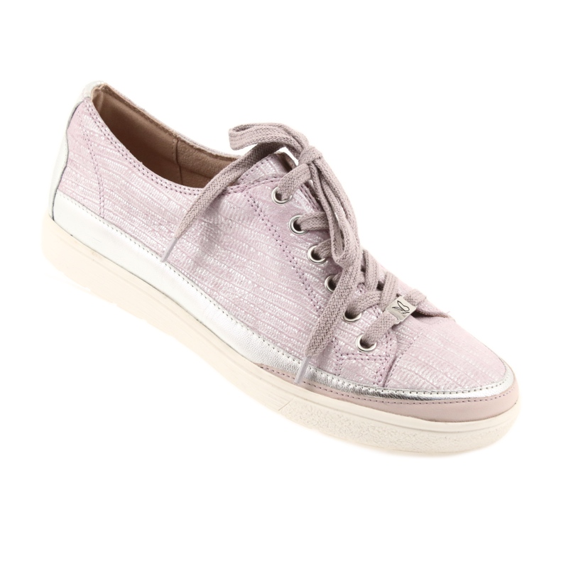 Sneakers sportive in pelle Caprice 23654 grigio rosa 1