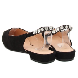Nero LS5028 Ballerine nere con tacco aperto 2