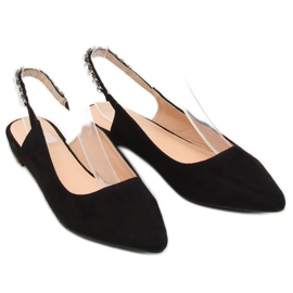 Nero LS5028 Ballerine nere con tacco aperto 1
