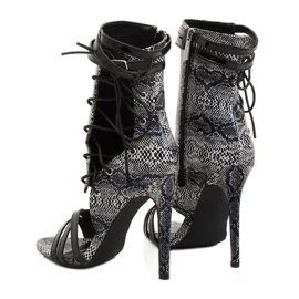 Stivali in pelle di serpente nero JR-041 Nero 2