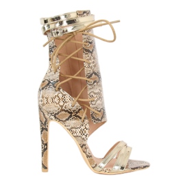 Pelle di serpente beige JR-041 Stivali nudi marrone multicolore 2