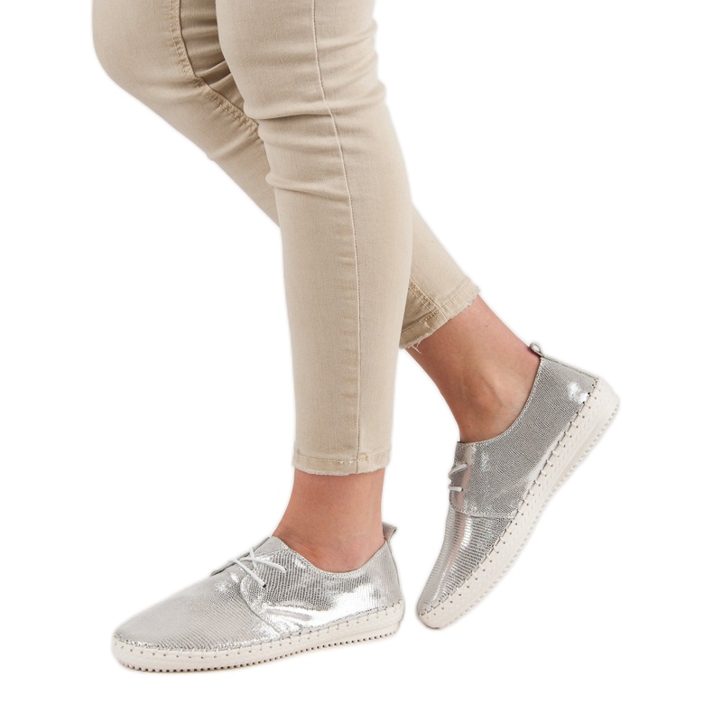 Filippo Scarpe in pelle argento grigio 1