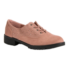 Scarpe brogue in camoscio cipria rosa 1