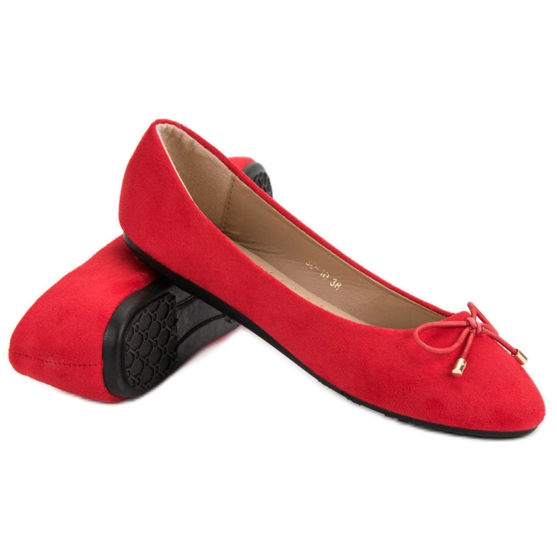 Ballerine Scamosciate Con Fiocco rosso 1