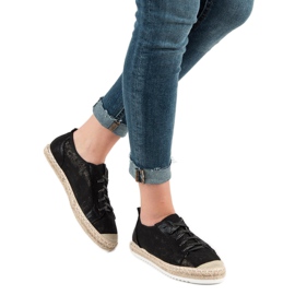 Queentina Espadrillas nere con lacci nero 2