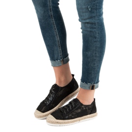 Queentina Espadrillas nere con lacci nero 1