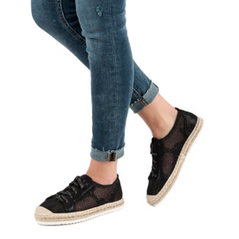 Queentina Espadrillas Allacciate Con Rete nero 2