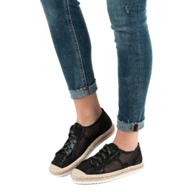 Queentina Espadrillas Allacciate Con Rete nero 1