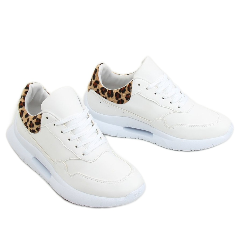 Scarpe sportive suola convessa bianca R-377 WHITE / HAIRLEOPARD bianco 1