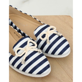 Slip-on a righe bianche e blu navy H8-105 DK.BLUE bianca 1