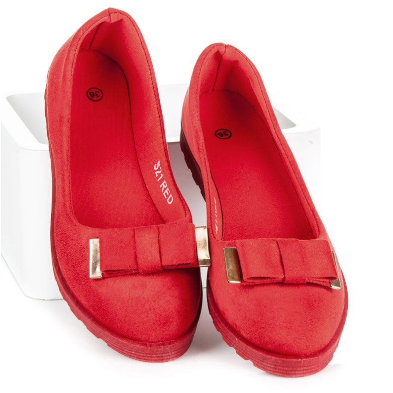 Ballerine Scamosciate Con Fiocco rosso 1