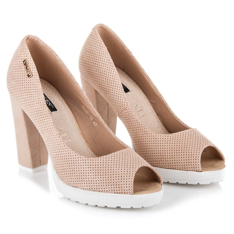 Vices Décolleté aperte in pelle scamosciata marrone 1
