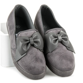 Slip in Pelle Scamosciata Con Fiocco grigio 2