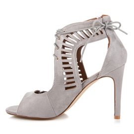 Queen Bee Sandali in pelle scamosciata allacciati grigio 1