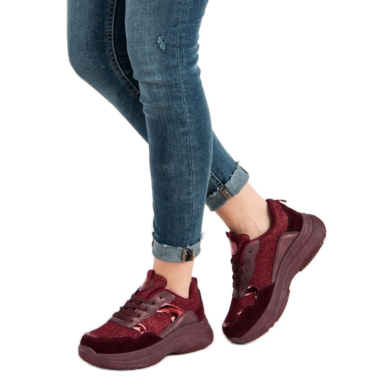 Sneakers bordeaux sulla piattaforma rosso 2