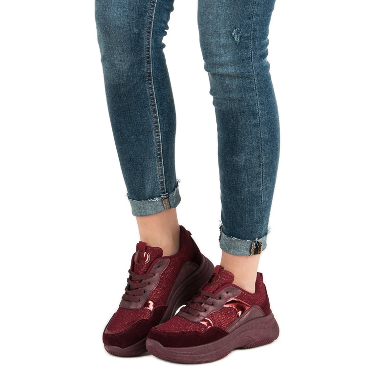 Sneakers bordeaux sulla piattaforma rosso 1
