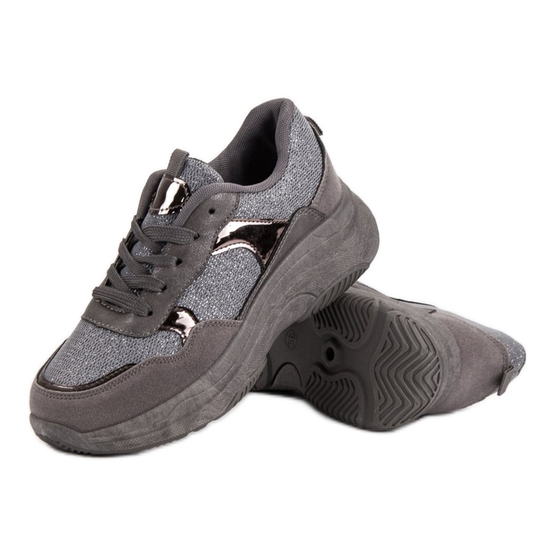 Sneakers Glitter Sulla Piattaforma grigio 1