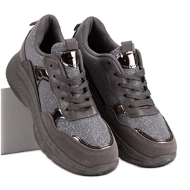 Sneakers Glitter Sulla Piattaforma grigio 2