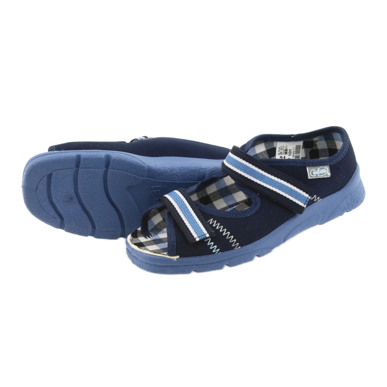Sandali scarpe per bambini Befado 969x101 blu navy velcro bianco 4