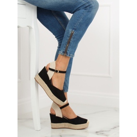 Espadrillas nere su zeppe T331P Black nero 1
