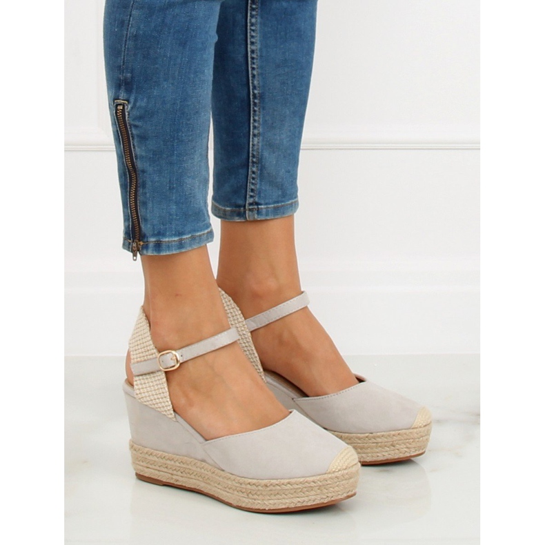 Espadrillas grigie su zeppe T331P Grigio 2