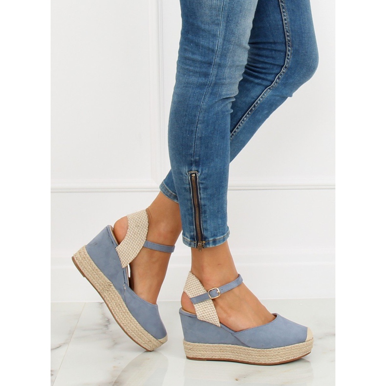 Espadrillas blu su zeppe T331P Blue 2