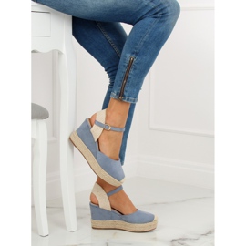 Espadrillas blu su zeppe T331P Blue 1